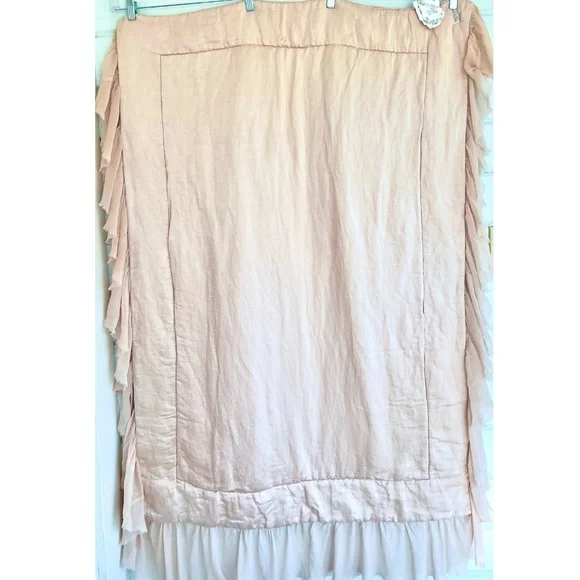 BELLA NOTTE Valentina Linen & Silk Padded Baby/Crib Quilt Blanket in Blush - Picture 4 of 9